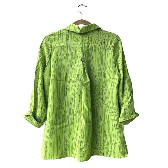New PECK AND PECK Tunic Top Green Women’s S Buttons Lagenlook Artsy Blouse - Picture 3 of 4